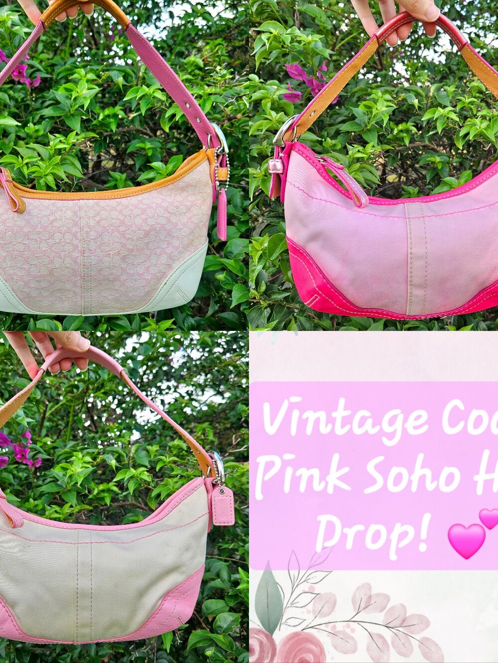 Vintage Coach Pink Soho Hobo Mini Drop